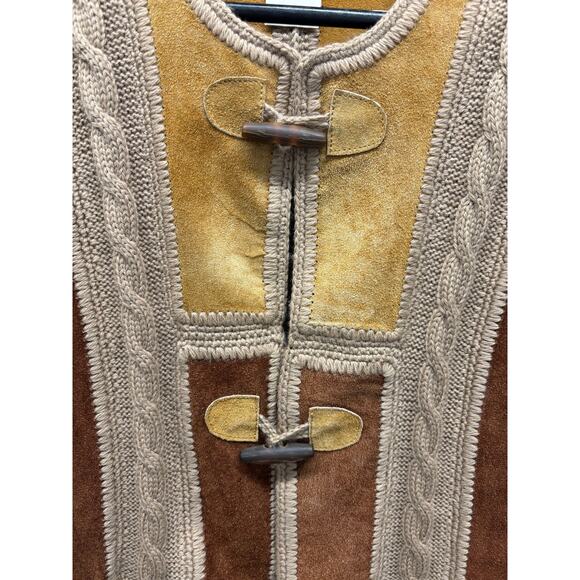 Dolce & Gabbana Leather Wool Vest Toggle Closure Size 48 - Picture 4 of 10